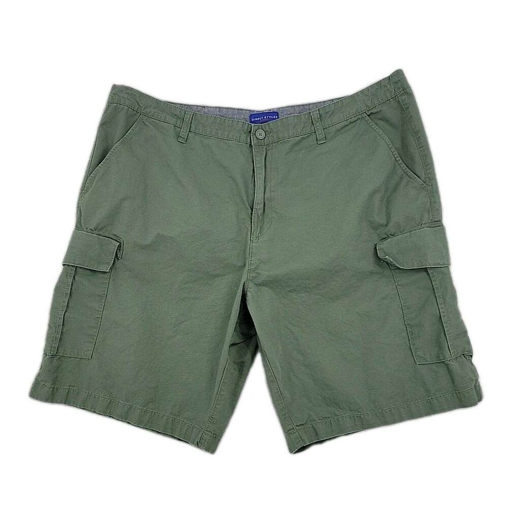 Sears Mens Vintage Cargo Shorts Size 42 Green Khaki 100% Cotton Simply Styled